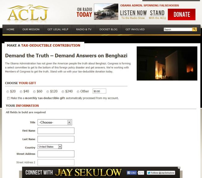 If you demand the truth from the ACLJ, they'll save you $5 off the Congressional going rate.